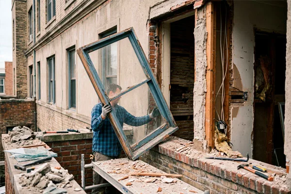 Демонтаж старых окон