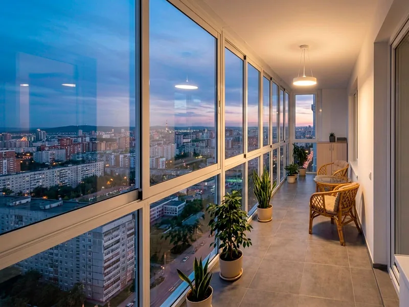 Тёплое остекление лоджии 6 метров