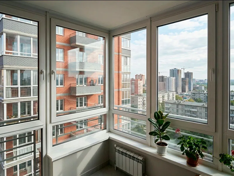 Угловой балкон — тёплое остекление