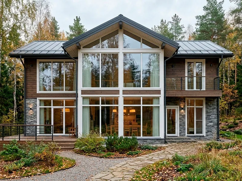 Панорамное остекление — коттедж в пригороде Тюмени