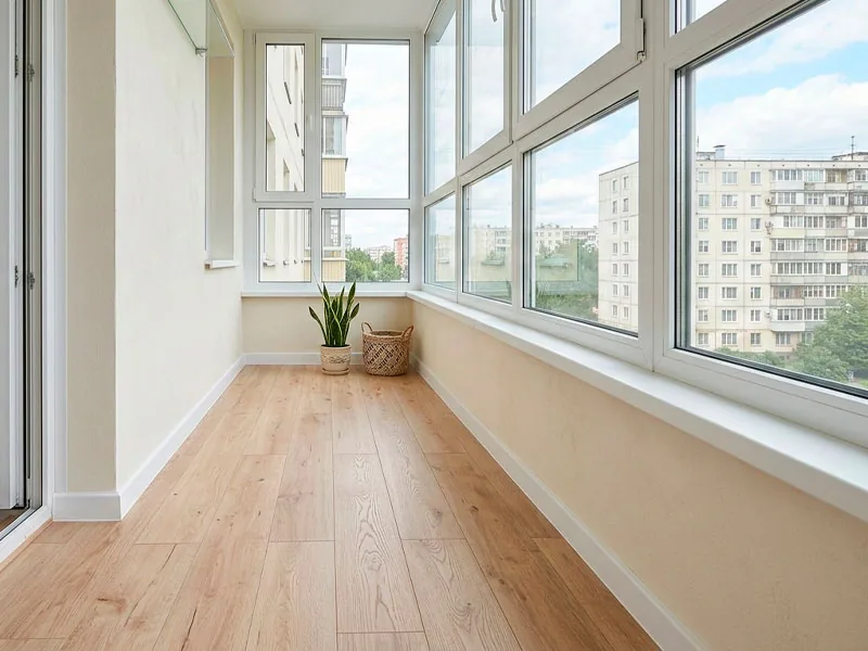 Пол из ламината на утеплённом балконе