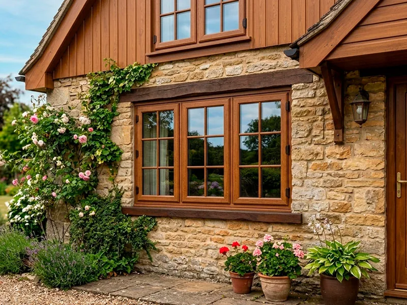 Ламинированные окна «дуб» — коттедж