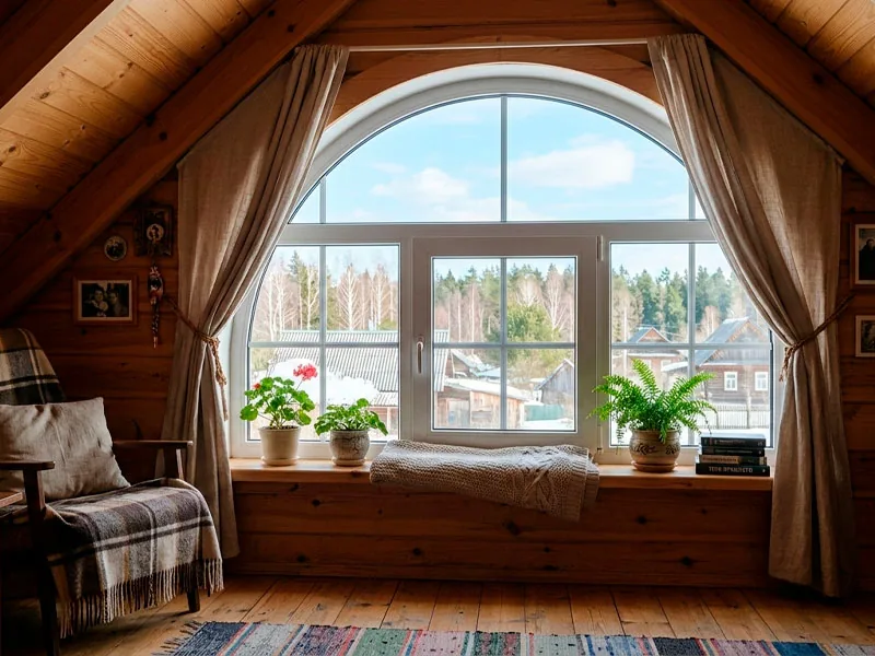 Арочное окно на мансардном этаже